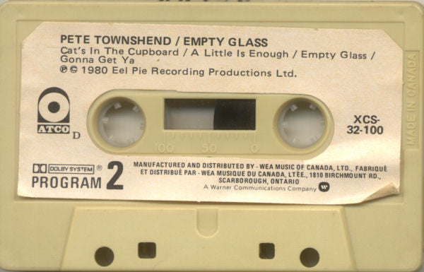 Pete Townshend : Empty Glass (Cass, Album, Dol)