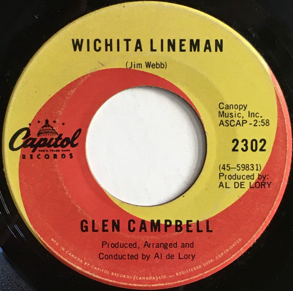 Glen Campbell : Wichita Lineman / Fate Of Man (7", Single, Mono)