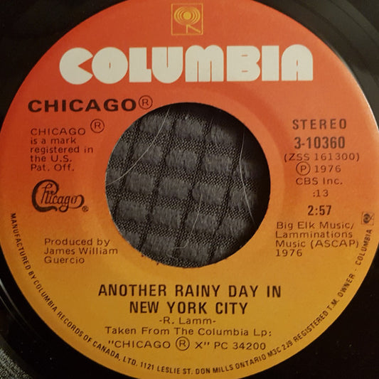 Chicago (2) : Another Rainy Day In New York City (7", Single, Sin)