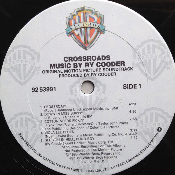 Ry Cooder : Crossroads - Original Motion Picture Soundtrack (LP, Album)