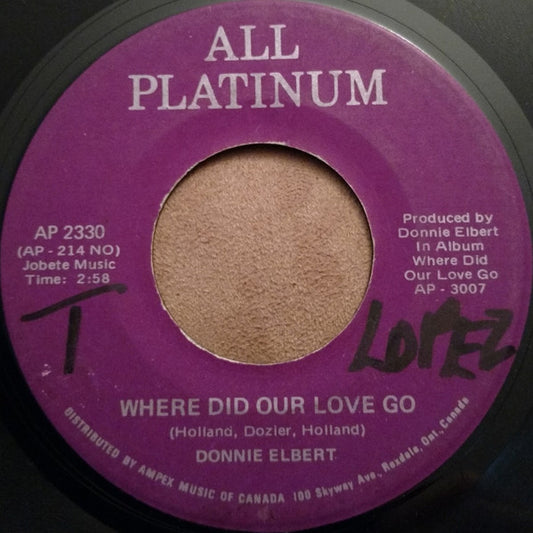 Donnie Elbert : Where Did Our Love Go / That's If You Love Me (7", Single)