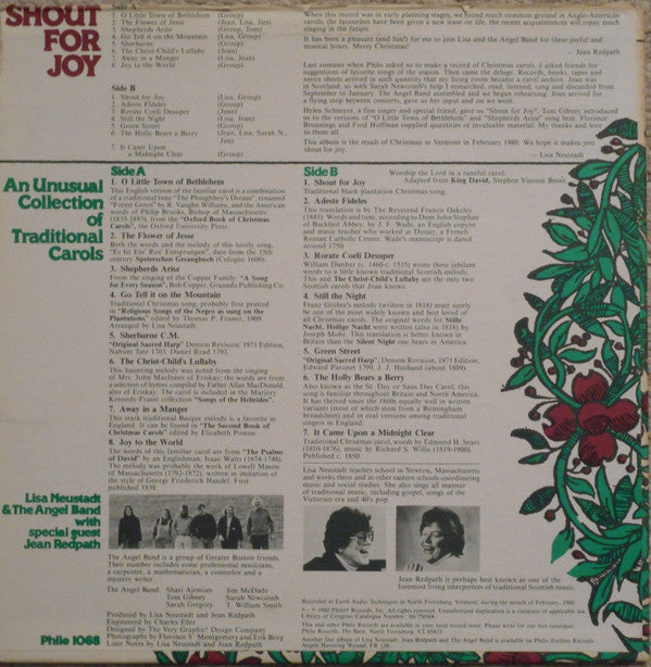 Lisa Neustadt & The Angel Band (2) With Special Guest Jean Redpath : Shout For Joy (LP, Album)