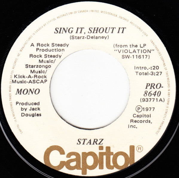 Starz (2) : Sing It, Shout It (7", Single, Mono, Promo)