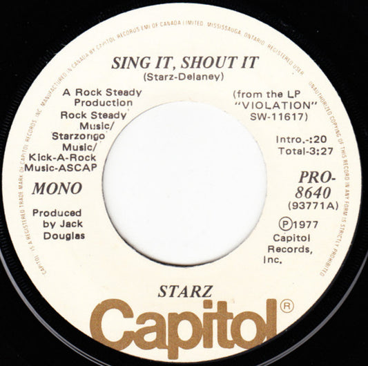 Starz (2) : Sing It, Shout It (7", Single, Mono, Promo)