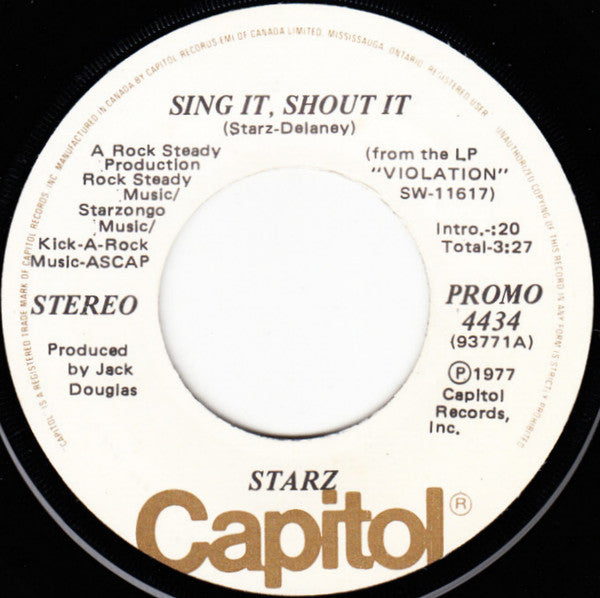Starz (2) : Sing It, Shout It (7", Single, Mono, Promo)