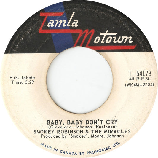 The Miracles : Baby, Baby Don't Cry (7", Single)