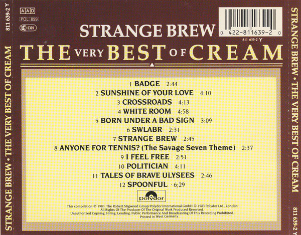 Cream (2) : Strange Brew - The Very Best Of Cream (CD, Comp, RE)