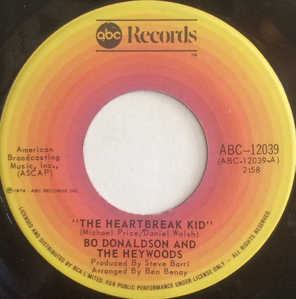 Bo Donaldson & The Heywoods : The Heartbreak Kid (7", Single)