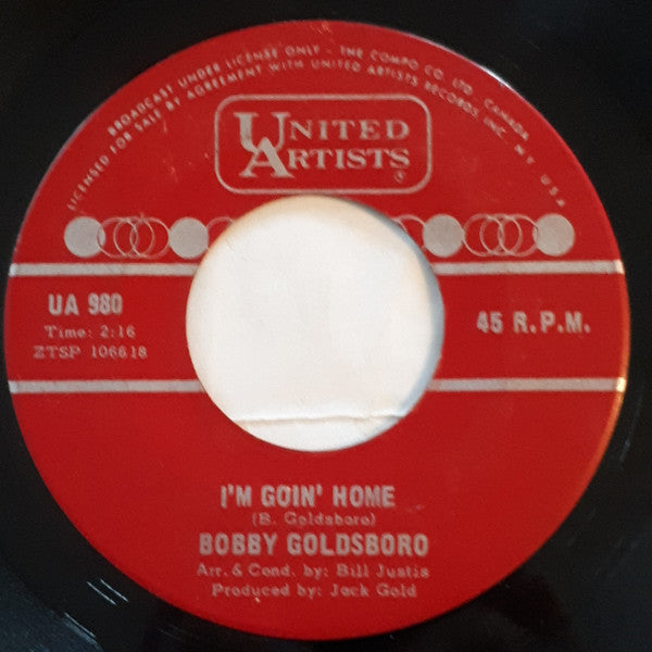 Bobby Goldsboro : It's Too Late / I'm Goin' Home (7", Single)