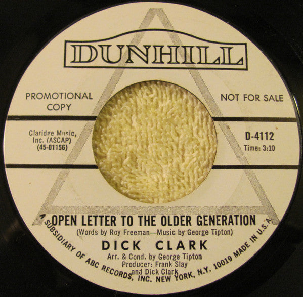 Dick Clark (2) : Open Letter To The Older Generation / The Fable Of Fun Country (7", Promo)