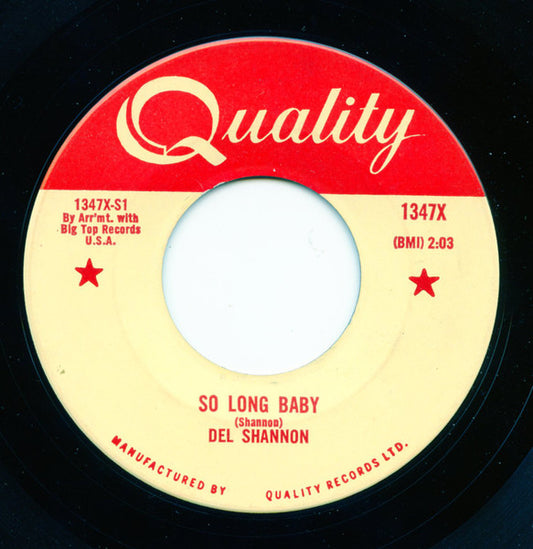 Del Shannon : So Long Baby (7", Single)