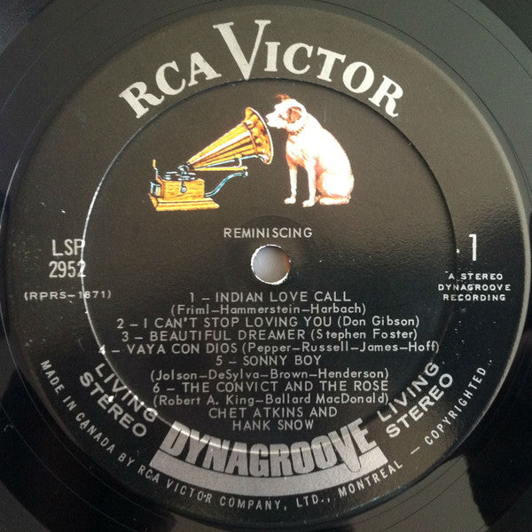 Chet Atkins And Hank Snow : Reminiscing (LP, Album)