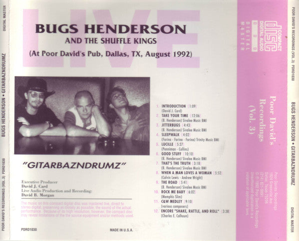Bugs Henderson & The Shuffle Kings : Gitarbazndrums (CD, Album)