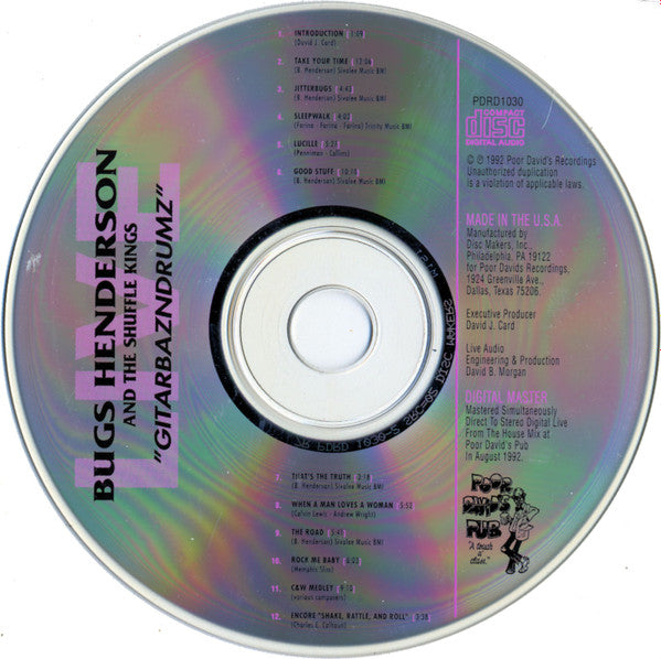 Bugs Henderson & The Shuffle Kings : Gitarbazndrums (CD, Album)