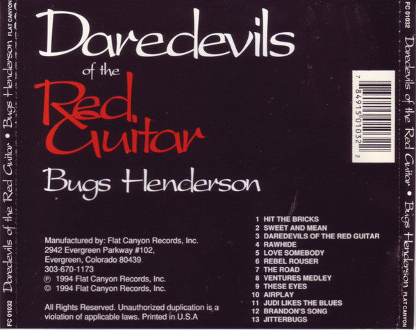 Bugs Henderson : Daredevils Of The Red Guitar (CD, Album)