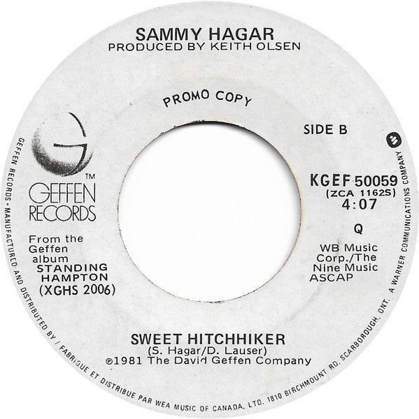 Sammy Hagar : Piece Of My Heart (7", Single, Promo)