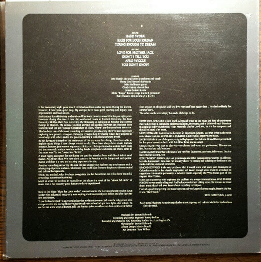 John Handy : Hard Work (LP, Album)