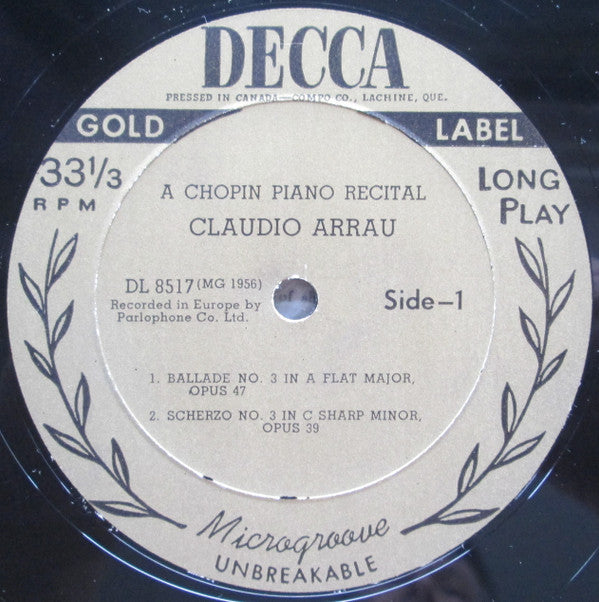 Frédéric Chopin - Claudio Arrau / Lili Kraus / Eileen Joyce : A Chopin Piano Recital (LP)