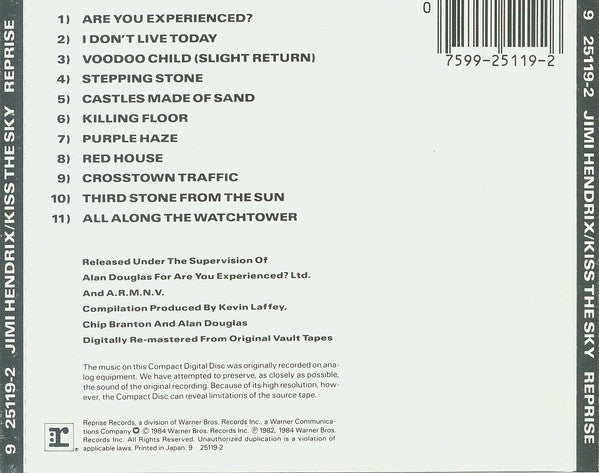 Jimi Hendrix : Kiss The Sky (CD, Comp, RM, Tar)