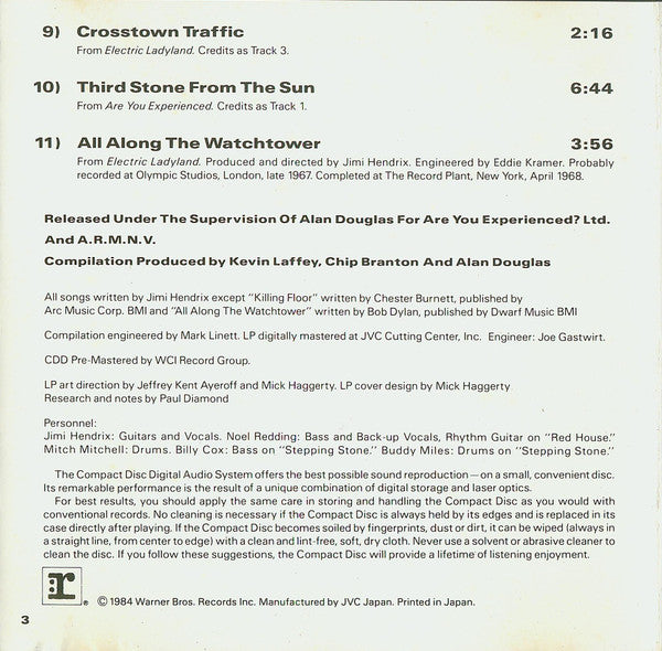 Jimi Hendrix : Kiss The Sky (CD, Comp, RM, Tar)