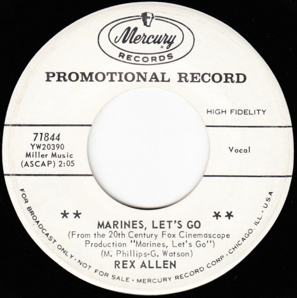 Rex Allen : Marines, Let's Go / Heartaches Of A Fool (7", Single, Promo)