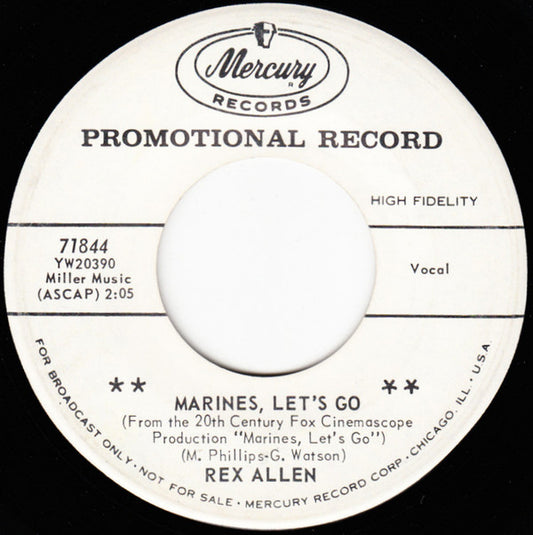 Rex Allen : Marines, Let's Go / Heartaches Of A Fool (7", Single, Promo)