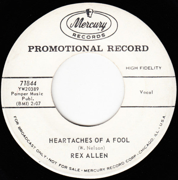 Rex Allen : Marines, Let's Go / Heartaches Of A Fool (7", Single, Promo)