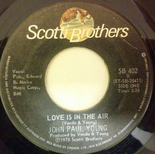 John Paul Young : Love Is In The Air / Where The Action Is (7", Single)