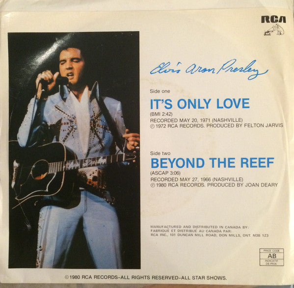 Elvis Presley : It's Only Love / Beyond The Reef (7", Single)