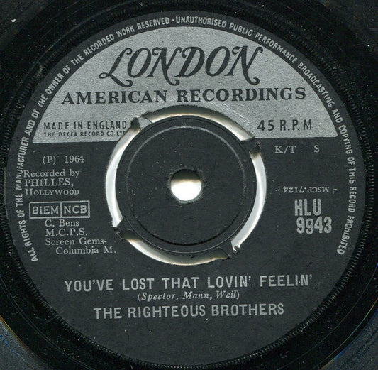 The Righteous Brothers : You've Lost That Lovin' Feelin' (7", Single)
