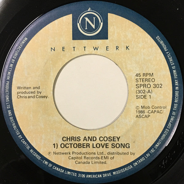 Chris & Cosey : October Love Song (7", Single, RE)