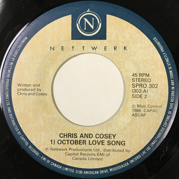 Chris & Cosey : October Love Song (7", Single, RE)