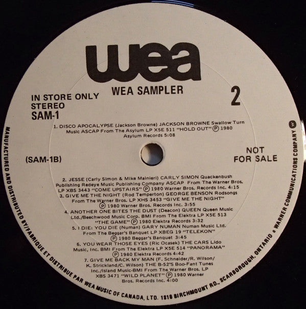 Various : WEA Sampler Volume 1 (LP, Promo, Smplr)