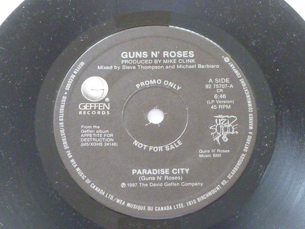 Guns N' Roses : Paradise City (7", Single, Promo)
