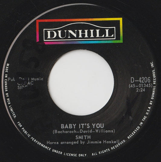 Smith (3) : Baby It's You / I Don't Believe (I Believe) (7", Single)