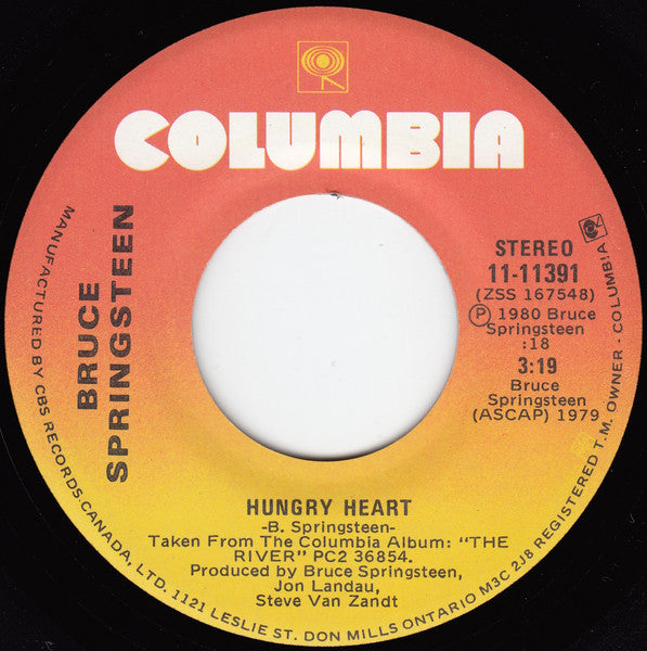 Bruce Springsteen : Hungry Heart / Held Up Without A Gun (7", Single, PS)