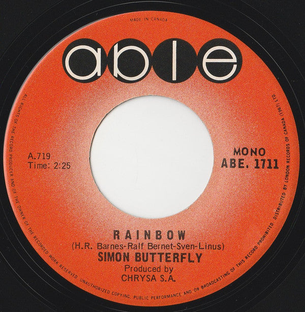 Simon Butterfly : Rain, Rain, Rain (7", Mono)