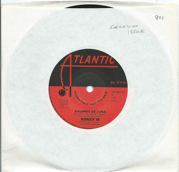 Boney M. : Kalimba De Luna (7", Single, Promo, Sol)