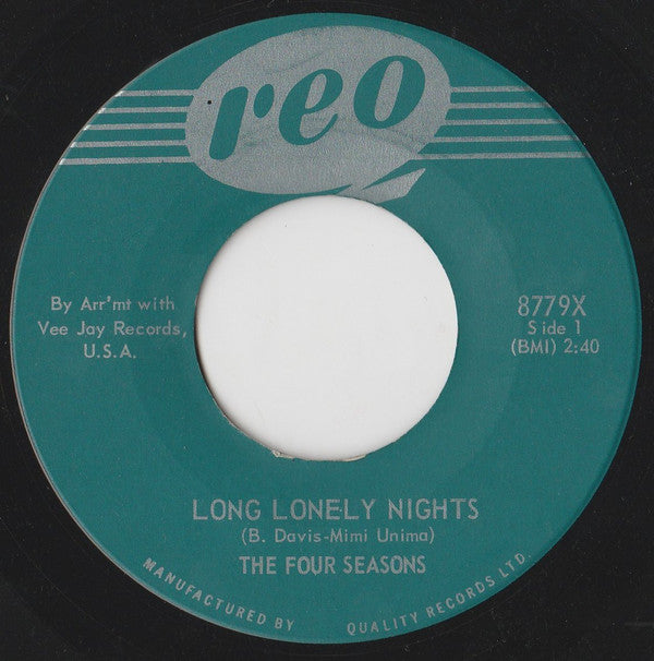 The Four Seasons : Long Lonely Nights (7", Single)