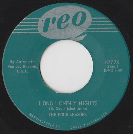 The Four Seasons : Long Lonely Nights (7", Single)