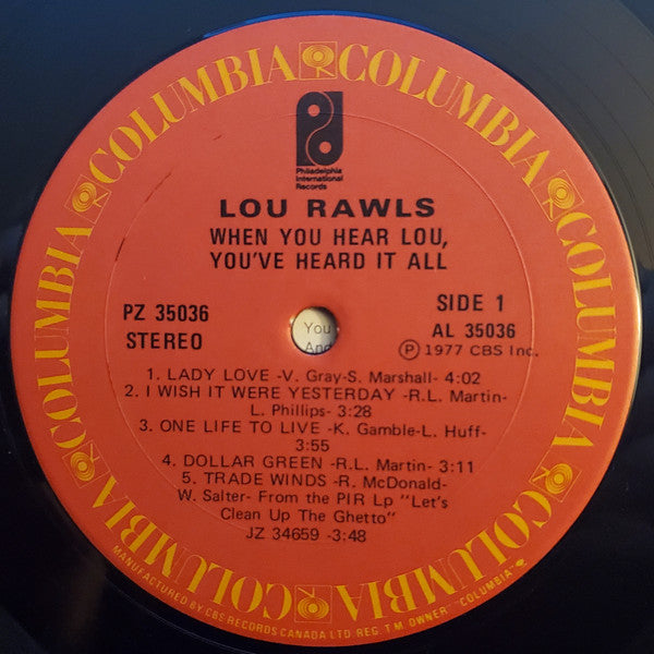 Lou Rawls : When You Hear Lou, You've Heard It All (LP, Album)