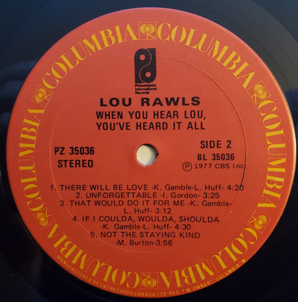 Lou Rawls : When You Hear Lou, You've Heard It All (LP, Album)