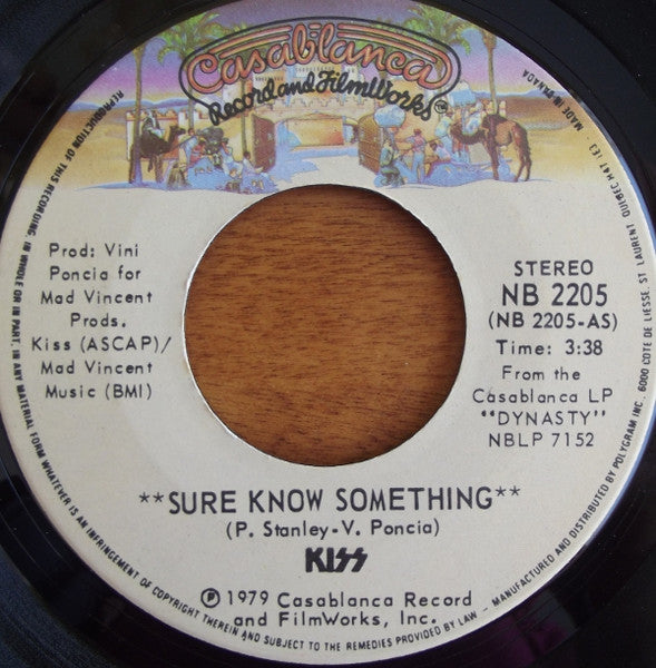 Kiss : Sure Know Something / Dirty Livin' (7", Single)