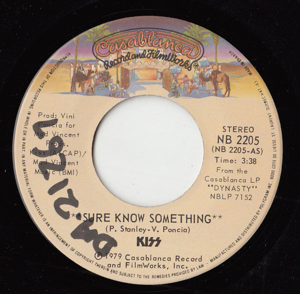 Kiss : Sure Know Something / Dirty Livin' (7", Single)