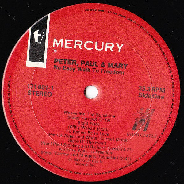 Peter, Paul & Mary : No Easy Walk To Freedom (LP, Album)