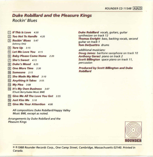 Duke Robillard And The Pleasure Kings : Rockin' Blues (CD, Comp)