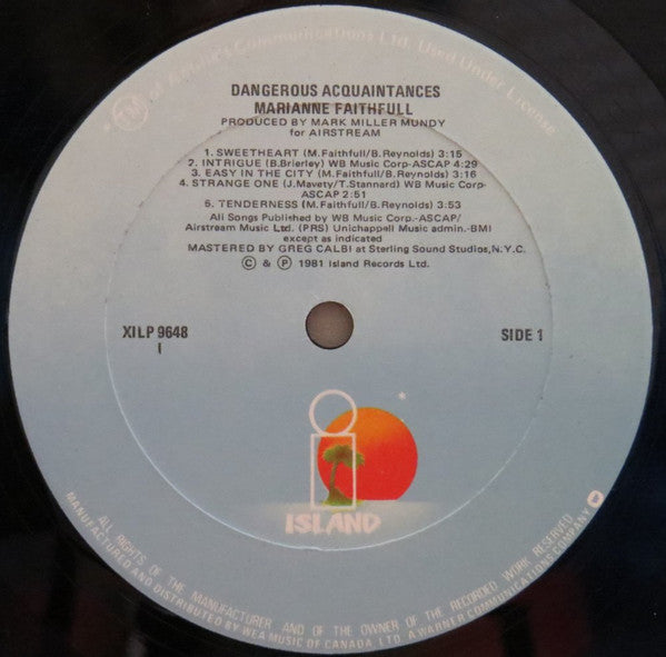 Marianne Faithfull : Dangerous Acquaintances (LP, Album)