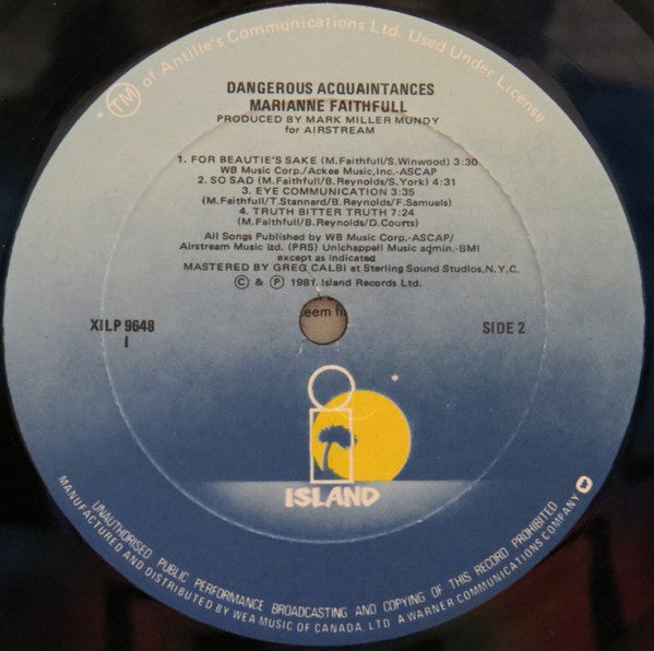 Marianne Faithfull : Dangerous Acquaintances (LP, Album)