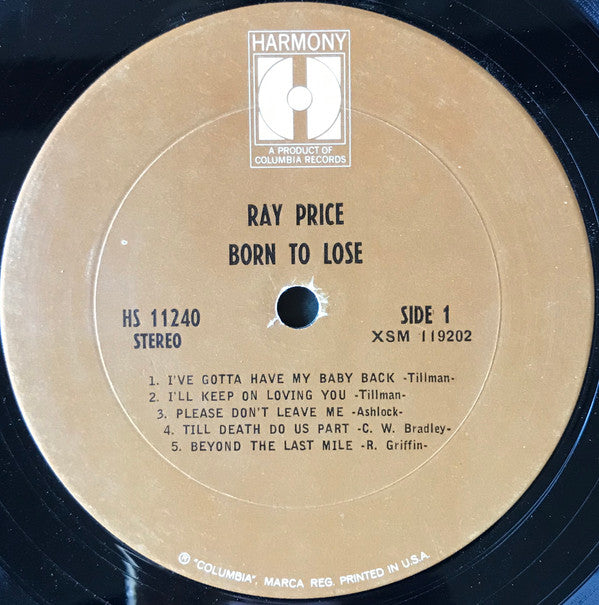 Ray Price : Born To Lose (LP, Album, Mono)