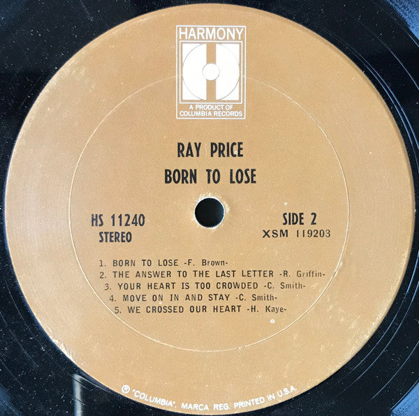 Ray Price : Born To Lose (LP, Album, Mono)